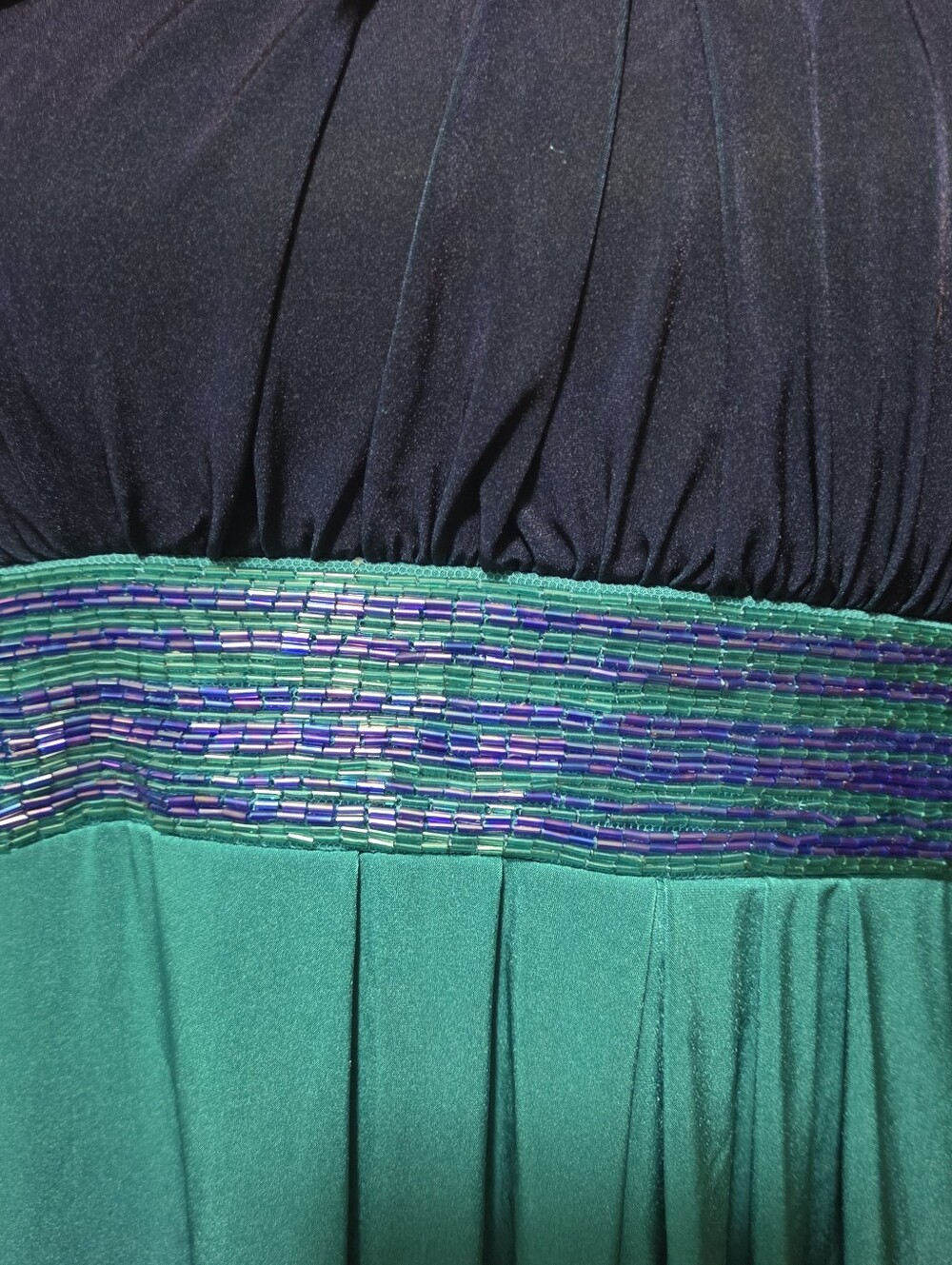 Sequin Hearts Size L Large Strapless Teal Ombre Top with Sequined Waistband - Picture 2 of 4